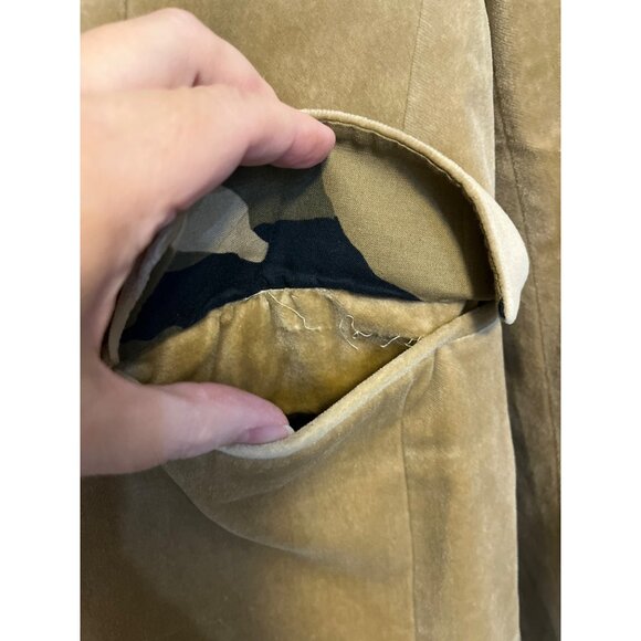 Sisley Mens Camel Velvet Blazer With Camouflage Lining 2-Button Closure Size 44 - Picture 5 of 9